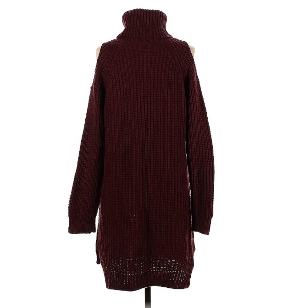 Dee Elle Eggplant turtleneck cold shoulder long sleeve sweater dress mini
